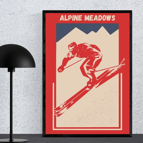 Alpine Meadows California Ski Resort Vintage Poster