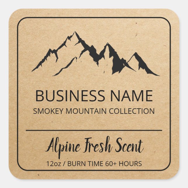 Alpine Mountain Kraft Brown Soy Candle Labels (Front)