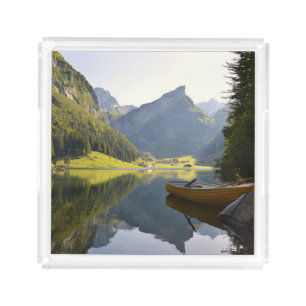 Alpine Mountain Lake in Switzerland Photo Acrylic Tray