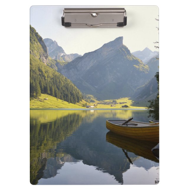 Alpine Mountain Lake in Switzerland Photo Clipboard (Front)