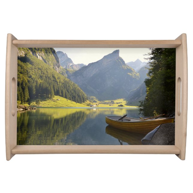 Alpine Mountain Lake in Switzerland Serving Tray (Front)