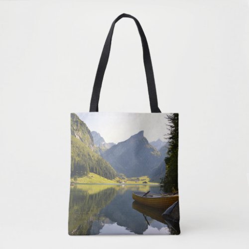 Alpine Mountain Lake in Switzerland Tote Bag