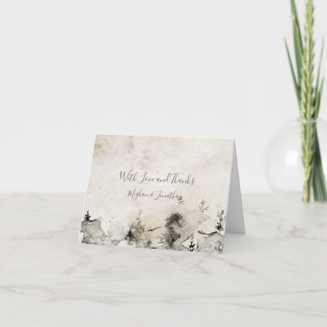 Alpine Mountain Wedding Letterpress Thank You Card (Front)