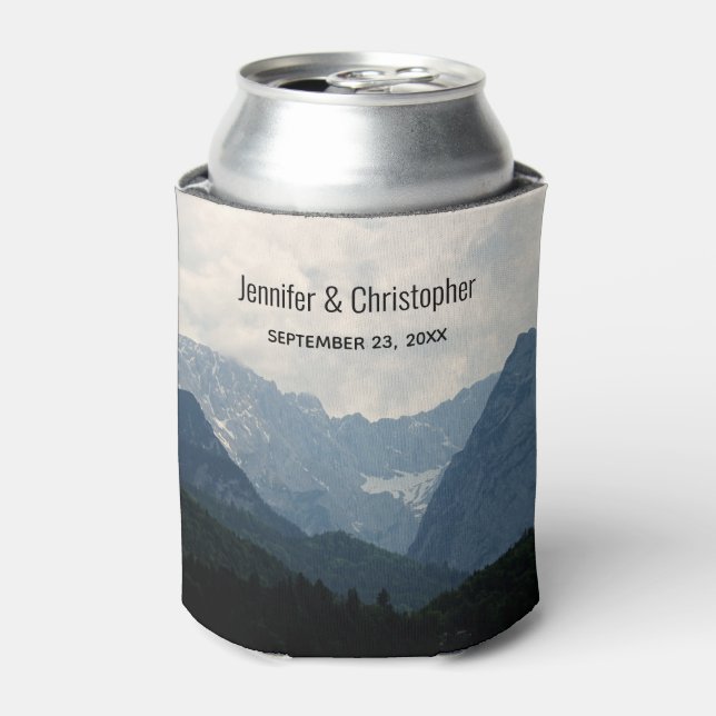 Alpine Mountains Country Nature Photo Wedding Can Cooler (Can Front)