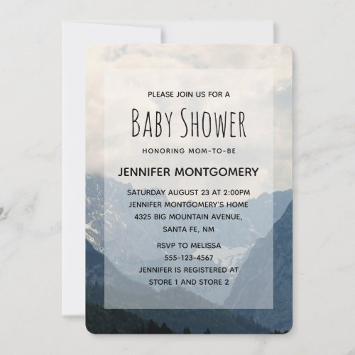 Alpine Mountains Nature Photo Country Baby Shower Invitation