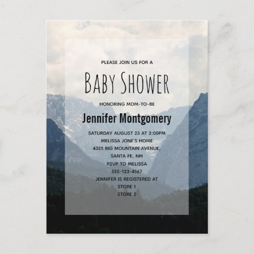 Alpine Mountains Nature Photo Country Baby Shower Invitation Postcard