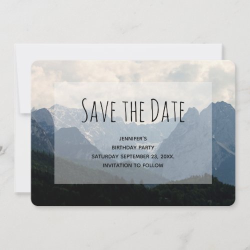 Alpine Mountains Nature Photo Country Birthday Save The Date