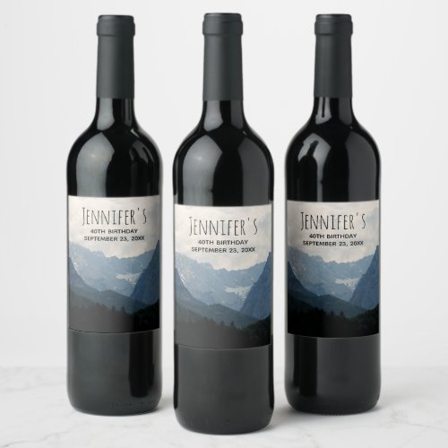 Alpine Mountains Nature Photo Country Birthday Win Wine Label