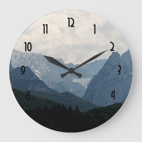 Alpine Mountains Nature Photo Country Large Clock
