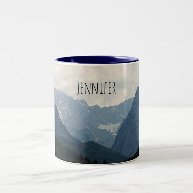 Alpine Mountains Nature Photo Country Two-Tone Coffee Mug (Center)
