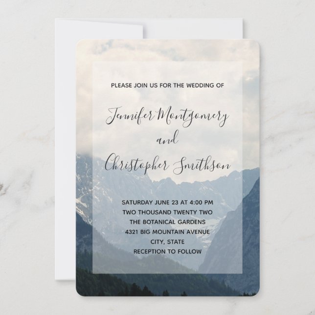 Alpine Mountains Nature Photo Country Wedding Invitation (Front)
