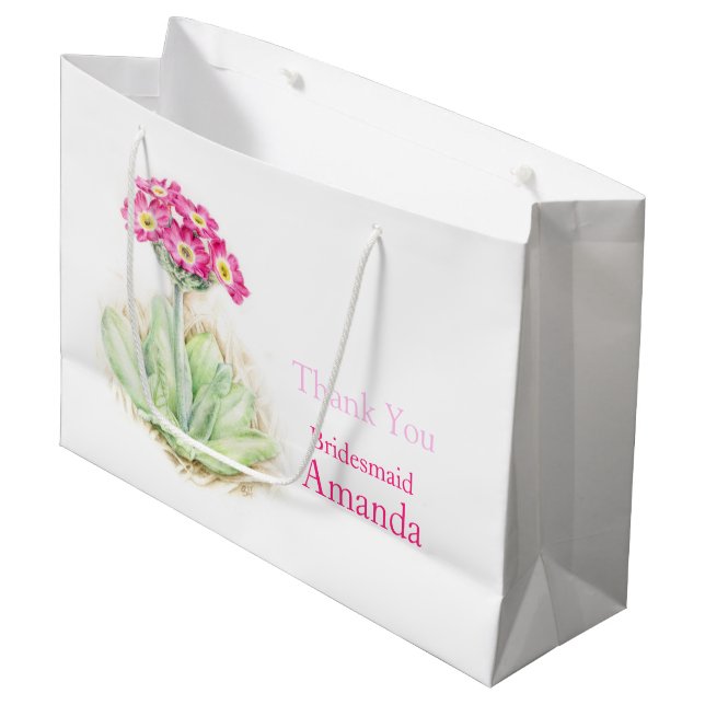 Alpine primrose pink bridesmaid favor gift bag (Front Angled)