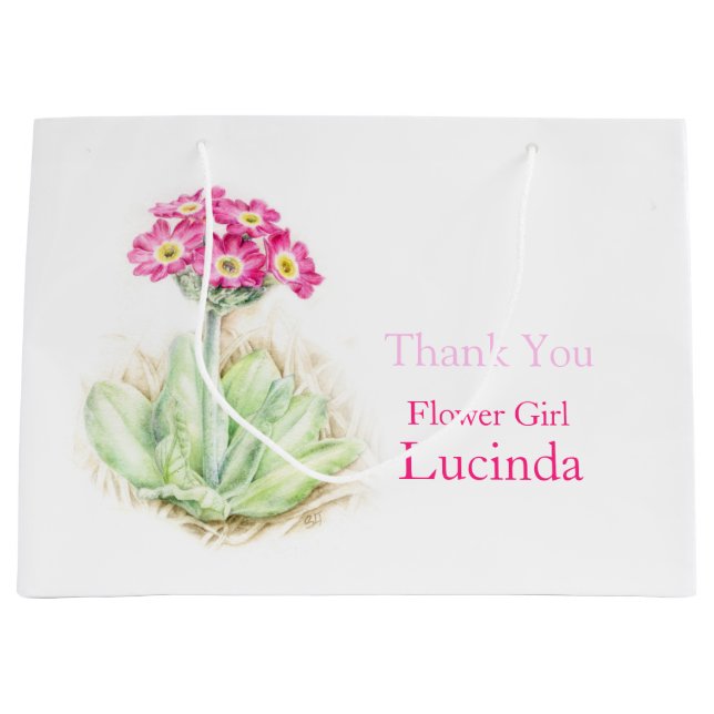 Alpine primrose pink flower girl favor gift bag (Front)