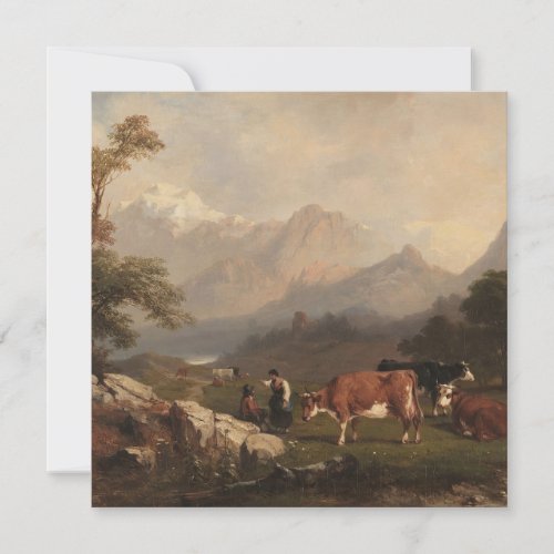 Alpine scene with cattle herders