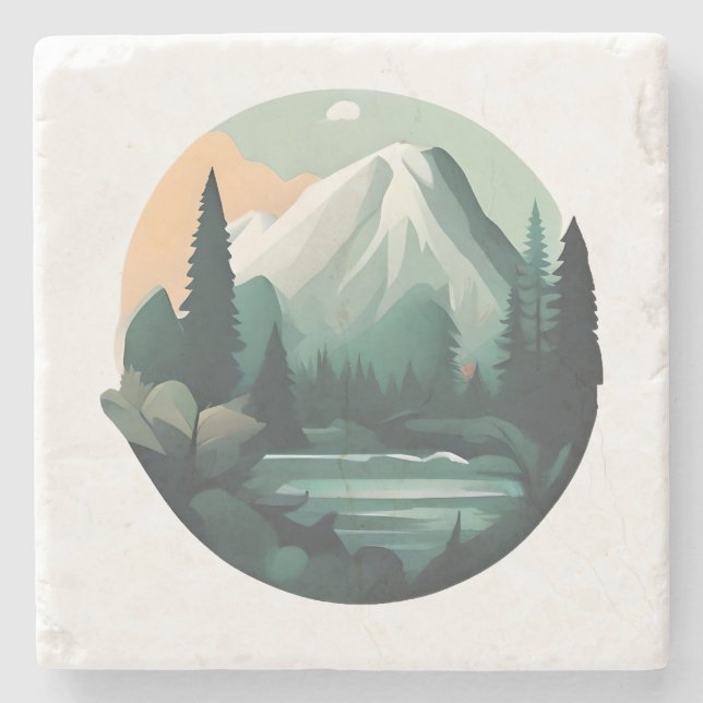 Alpine Serenity Stone Coaster (Front)
