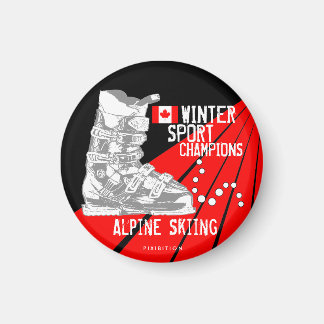 Alpine Ski Champions Ski Boot CA Round Magnet