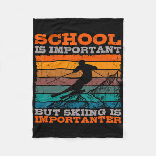 Alpine Ski Retro Vintage School Slope Downhill Ski Fleece Blanket