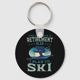 Alpine Ski Slope Downhill Retired Skier Retirement Keychain