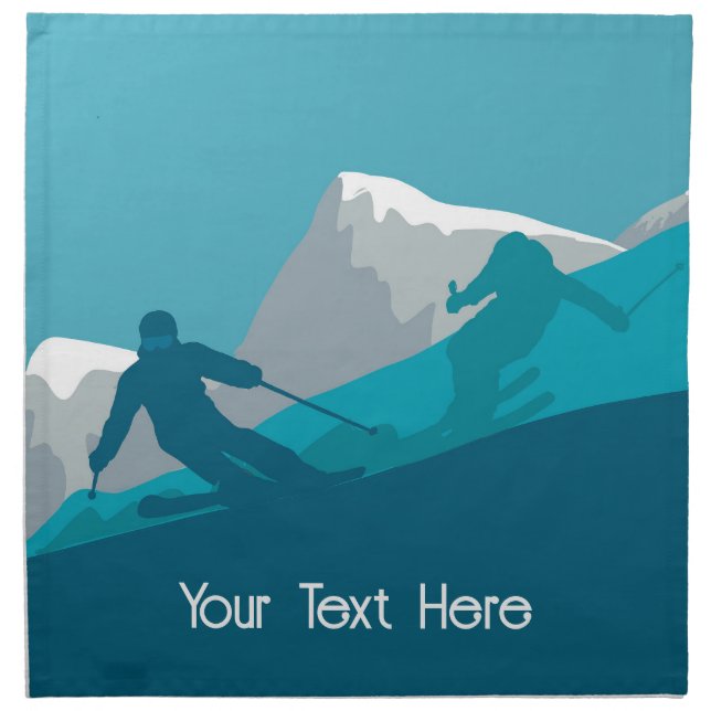 Alpine Skiers All-Mountain Skiing Personalized  Cloth Napkin (Front)