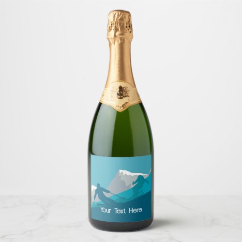 Alpine Skiers All_Mountain Skiing Personalized  Sparkling Wine Label