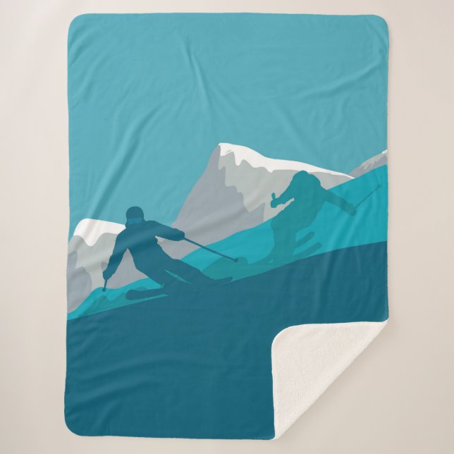 Alpine Skiers All-Mountain Skiing  Sherpa Blanket (Front)