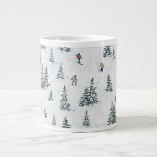 Alpine Skiers and Hidden Yetis - Downhill Skiing Giant Coffee Mug