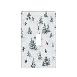 Alpine Skiers and Hidden Yetis - Downhill Skiing Light Switch Cover