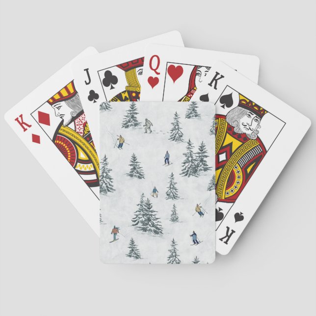 Alpine Skiers and Hidden Yetis - Downhill Skiing  Poker Cards (Back)