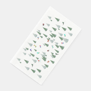 Alpine Skiers Downhill Skiing Illustration Paper Guest Towels