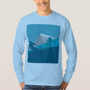 Alpine Skiers Downhill Skiing Light Blue  T-Shirt