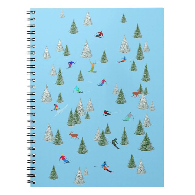 Alpine Skiers Downhill Skiing Pale Blue Notebook (Front)