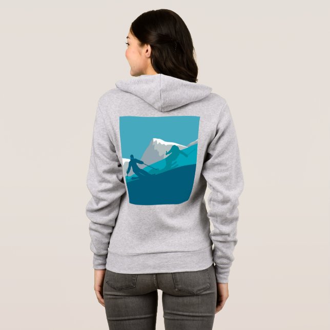 Alpine Skiers Downhill Skiing Pale Gray Hoodie (Back Full)