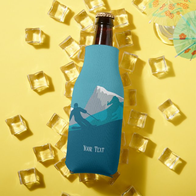 Alpine Skiers Downhill Skiing  Personalized Bottle Cooler (In Situ Summer)