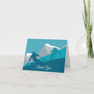 Alpine Skiers Freestyle Skiing Letterpress Thank You Card