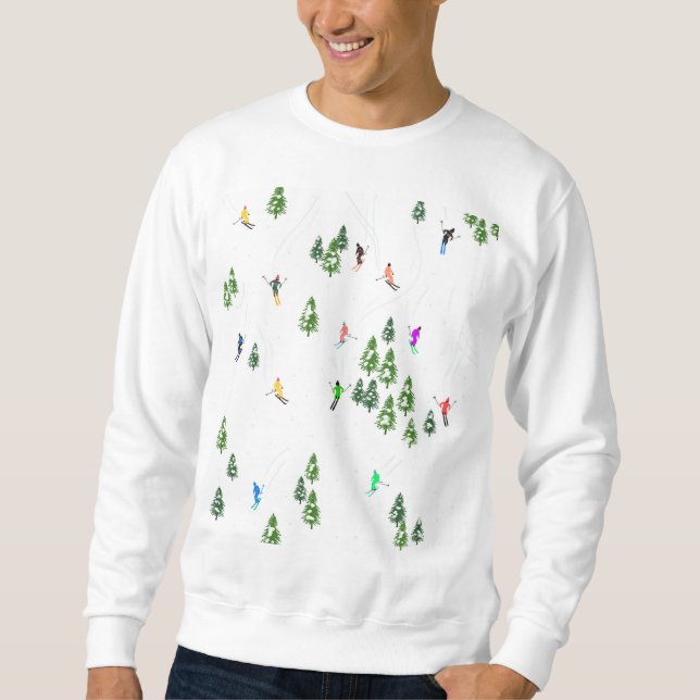 Alpine Skiers Skiing Illustration Skier  Sweatshirt (Front)