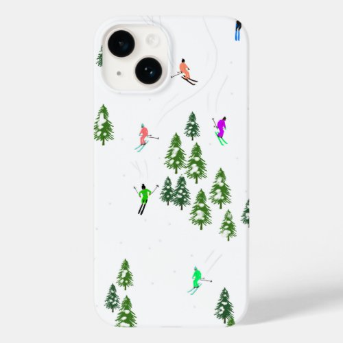  Alpine Skiers Skiing Ski Winter Trees Case_Mate iPhone 14 Case