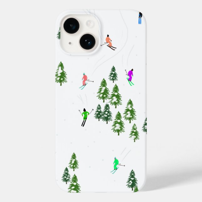  Alpine Skiers Skiing Ski Winter Trees Case-Mate iPhone Case (Back)