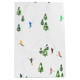  Alpine Skiers Skiing Ski Winter Trees    Medium Gift Bag