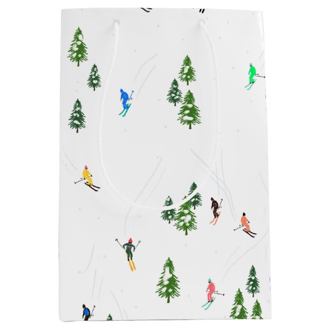  Alpine Skiers Skiing Ski Winter Trees    Medium Gift Bag (Front)