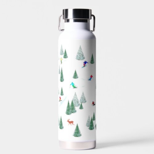 Alpine Skiers Skiing Winter Sports Vacation   Water Bottle