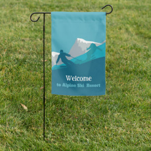 Alpine Skiing Downhill Personalized Add Your Text Garden Flag