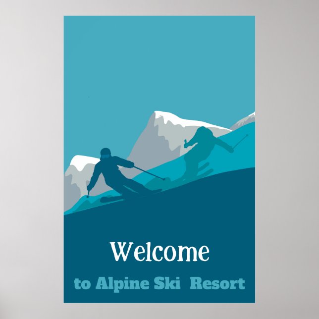  Alpine Skiing Downhill Personalized Add Your Text Poster (Front)