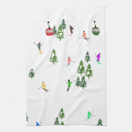  Alpine Skiing  Gondola Ski Lift Holiday Skiers Kitchen Towel