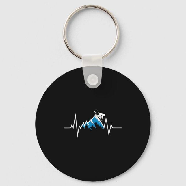 Alpine Skiing Heartbeat Skiing Enthusiast  Keychain (Front)