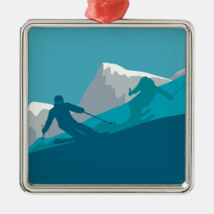 Alpine Skiing Metal Ornament