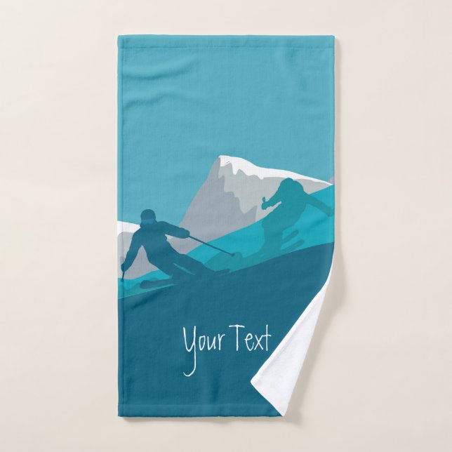 Alpine Skiing  Personalized Bath Towel Set (Hand Towel)