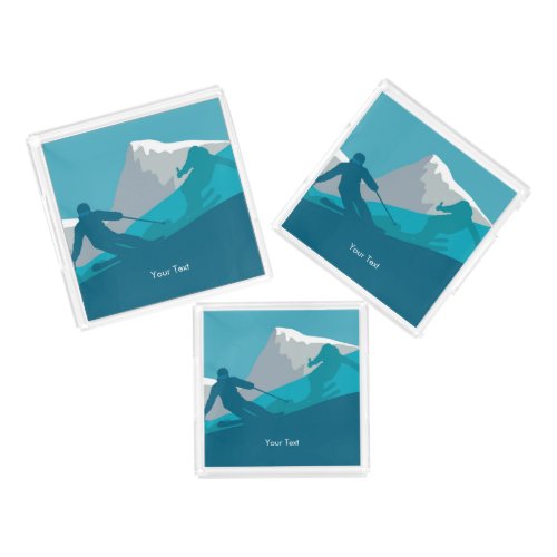 Alpine Skiing Personalized Promo Acrylic Tray