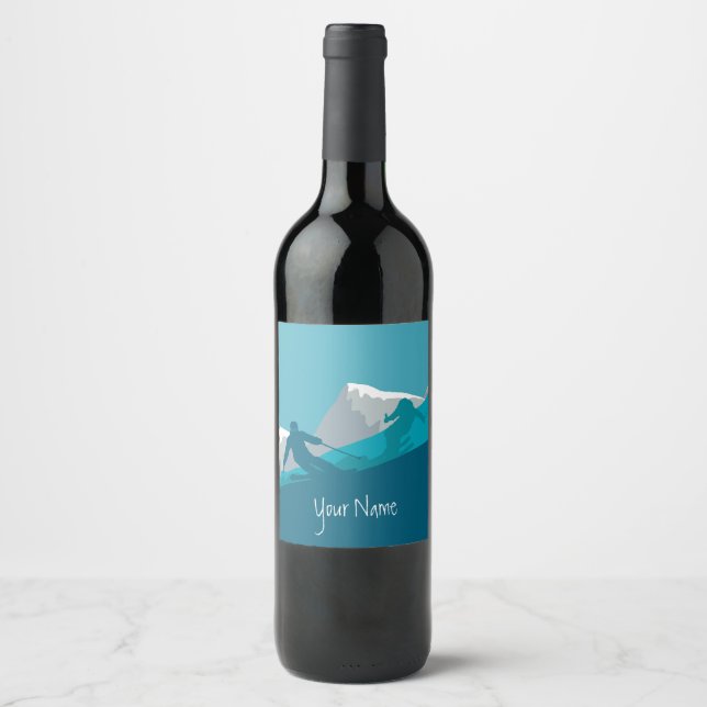 Alpine Skiing  Personalized  Wine Label (Front)