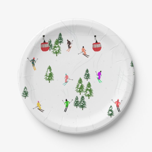 Alpine Skiing | Ski Holiday Skiers Winter  Paper Plates (Front)