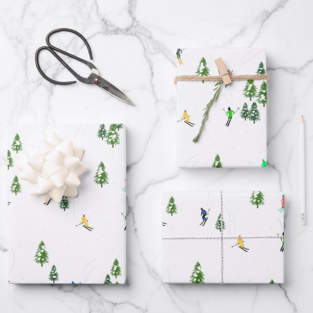  Alpine Skiing | Ski Holiday Skiers Winter  Wrapping Paper Sheets (Front)